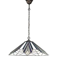 Interiors 1900 Lighting Astoria 1 lys stort loft vedhæng Mørk bronze, Tiffany stil glas, E27