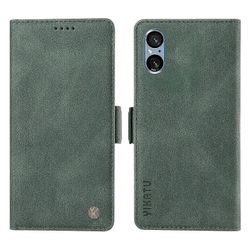 Sony Xperia 5 V nahkainen puhelinkotelo taitettava jalusta lompakon kansi Vihreä