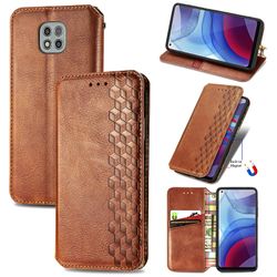 Kompatibel med Motorola Moto G Power 2021 Flip Case Etui Vintage Wallet Flip Cover med magnetisk lukning Coque - Blå brun