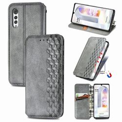 Kompatibel med Lg Velvet Flip Case Etui Vintage Wallet Flip Cover med magnetisk lukning Coque - Blå grå