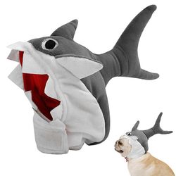 Cat Shark -puku Koiran haipuku Käytä ilman rajoituksia Hain koiran puku Koiran hain päähine Cosplay-juhliin Halloween -osa M 26 to 34CM