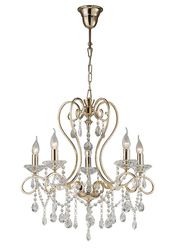 Inspired Lighting Vela Loft Vedhæng Lysekrone 5 Lys fransk guld, Krystal