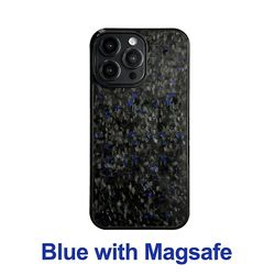 Magsafe Gloss Carbon &; Smedet TPU-telefoncover i kulfiber til iPhone 13 Pro Max / 12 Pro Anti-fall 14 Pro Max 15ProMax Shell Blå med magsafe