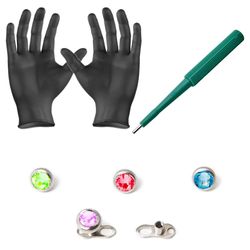 BodyJewelryOnline Piercing kit dermal ankre og toppe dermal baser puncher og handsker 8 stykker bj51276