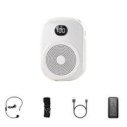 Langaton äänivahvistin Monitoiminen kannettava henkilökohtainen äänikaiutin mikrofoninäytöllä opettajille Puhe A Valkoinen