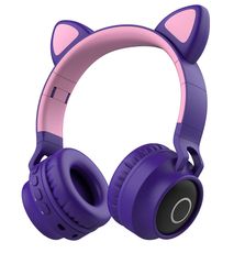 Gangxun Trefarvet Rgb Cat Ear-hovedtelefon Trådløs Bluetooth 5.0 foldbart gamingheadset Indbygget mikrofon Type-c-opladningslydkabel Lilla