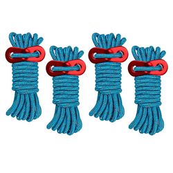 4stk Guy Rope reflekterende snorlinjer med løbere blå 4mm x 6.5ft