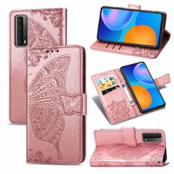 Gangxun Kompatibel med Huawei P Smart 2021 Case Flip Cover Emboss Butterfly Soft Tpu Stødsikker Shell Slim - Rose Gold