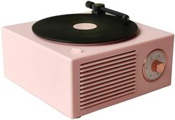 Linkrunning Retro bluetooth højttaler desktop trådløs kreativ bærbar multifunktionel mini højttaler retro vinyl optage lyd (pink)
