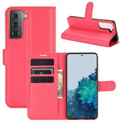 König Etui Mobiltelefonbeskytter til Samsung Galaxy S21 Case Flip Cover Case Case Bumper Rød