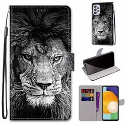 Foxdock Sag til Samsung Galaxy A33 5g Creative Pattern Tui magnetiske kort holder tegnebog - Lion