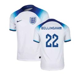 Nike 2022-2023 Englands hjemmebanetrøje (Bellingham 22) Hvid Medium 38-40 inch Chest (96-104cm)