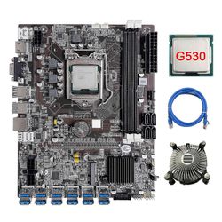 B75 12-kort Btc-gruvedrift Hovedkort + g530 CPU + kjølevifte + RJ45 Nettverkskabel 12xusb3.0 (pcie) Slot LGA [gratis frakt]