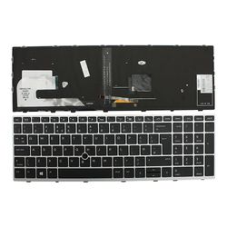 Keyboards4Laptops HP EliteBook 850 G5 med pointer sølvramme baggrundsbelyst sort uk layout udskiftning laptop tastatur