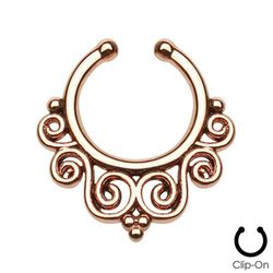 BodyJewelryOnline Ikke-piercing septum næse bøjle med tribal hvirvler justerbar størrelse Steg guld