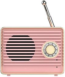 Linkrunning Trådløs retro højttaler, bærbar retro Bluetooth USB-højttaler med indbygget mikrofon, desktop bogreol fest rejsehøjttaler (pink)