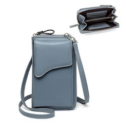 liten skinn skulderveske, crossbody bag mobil lommebok lommebok damer lett crossbody bag, blå