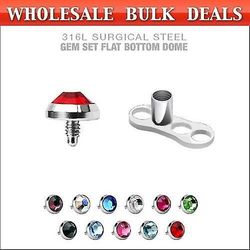 BodyJewelryOnine 48 Pcs dermal anker toppe med baser inkluderet - 24 4mm cz perle toppe + 24 baser
