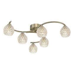 Dar Lighting Nakita Semi Flush Loft Light Light Antik Messing Med Fordybet Glas, 6x G9