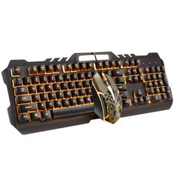 Cremlank T21 kohdistinhiiri LED RGB kevyt langallinen metallinen mekaaninen näppäimistöhiirisarja pelaamiseen Oranssi