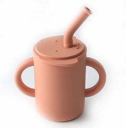 Toddler Straw Cup, Food Grade Silikon Sippy Cup No-spill Toddler Cup med 2 håndtak, Bpa Gratis, 150 ml (dempet)