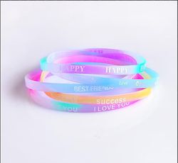 Jiekesen 50 stycken silikonarmband fluorescens glöd i mörkret för barn gåvor party favor