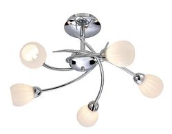 Firstlight Lighting Rena 5 Light Semi Flush Multi Arm Chrome, Opal Glas, G9