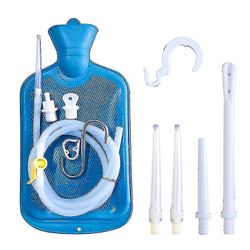 2 L lavementpose Home Enema Kit med 3 enema tips, 60 tommer lang silikone slange, kontrollerbar vandstrøm - ya BLÅ