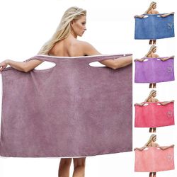 Naisten puettava suihkuhame, suihkukylpypyyhemekko, nopeasti kuivuva kylpytakki violetti punainen