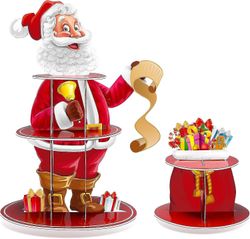 Merry Christmas Cupcake Stand 3 Tier Xmas Holiday Party Cupcake Toppers