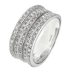 Jewelco London 9ct hvidguld runde 1/2ct diamant tiered 5 række evighedsring 9mm I-J N