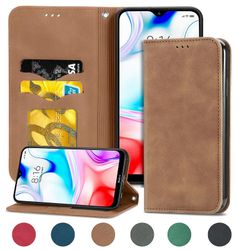 Gangxun Sag For Xiaomi Redmi 8a Magnetisk Lukning Læder Tegnebog Cover Housse Etui Shockproof - Marron