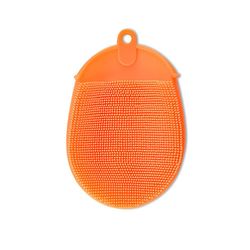 2pcs Silikone Massage Bad Brush Med Hook Soft eksfolierende handsker Baby Brusere Rengøring Mud Dirt Remover Scrub Brusere Bubble Orange