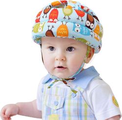 baby småbarn beskyttende hette, justerbar størrelse baby lære å gå eller kjøre myk sikkerhet hjelm (blå pecker)