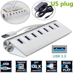 7-port aluminium usb 3.0 hub 5 gbps høyhastighets strømadapter for pc laptop Mac Ny 7-porters HUB med USA