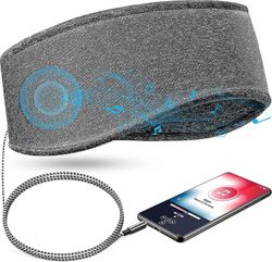 Music Sleep -sanka kuulokkeilla, 3,5 mm: n langallinen pehmeä joustava matkapanta ohuella kaiuttimella, mukavat unimusiikkikuulokkeet (harmaa)