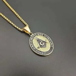 Bricks Masons Eye af horus firkantet kompas frimurerisk vedhæng halskæde 50cm