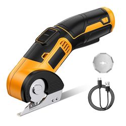 Langattomat sähkösakset - pyörivä veitsi kankaalle, matolle, pahville, nahalle, paperille ja muoville