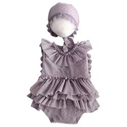 1 Sæt spædbørn Fotooptagelse Kostume Outfits Baby Hat Romper Jumpsuit Korte bukser Nyfødte Fotografering Rekvisitter Dropshipping