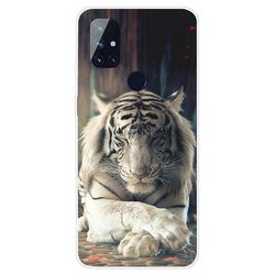 Til Oneplus Nord N100 TPU beskyttelsesetui Zhexin Hvid Tiger