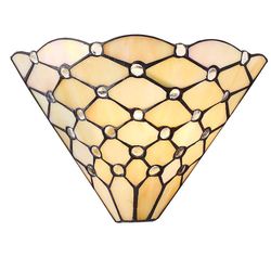Interiors 1900 Lighting Pearl 1 Lys indendørs væg uplighter mørk bronze med Tiffany Glas, E14