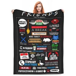 Ystävät TV-ohjelma Heittää peitto Sohva Vuodesohva Pehmeä Kevyt Lämmin Kodikas flanelli Fleece-vuodepeitto lapsille Aikuisten lahja -KDE39579 76x10...