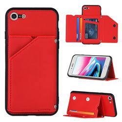 Gangxun Case Til Iphone Se 2020/8/7 Vintage Cuir Cover Læderetui Kofanger - Rouge
