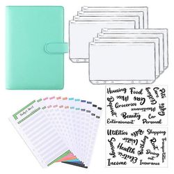 A6 Binder Budget Planner Notebook Dækker Mappe Størrelse 6 hul lommer Plast Lynlås Penge Saving Envelope Grøn