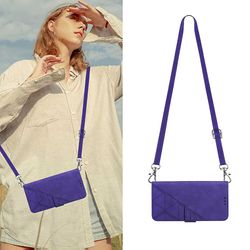 Etui til Vivo Y21/ Y21s/ Y33s Crossbody tegnebogsetui, justerbar aftagelig snor halsrem med kickstand læder kortholder beskyttelsesbetræk lilla A
