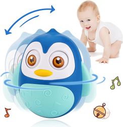 Ubiuo Roly Poly Baby Leker 6 til 12 måneder, Mage Tid Wobbler Leker, Penguin Tumbler Wobbler Leker For Spedbarn Gutt Jente Gaver (blå)