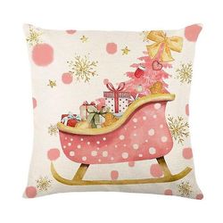 Merry Christmas Pillow Cover 45x45cm Kast putevar Vinter julepynt For Home Tree Deer Sofa Pute Cover 18