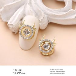 Zircon smykker Smart Elf vil flytte Fortune Cat Beat Heart Bear Nail Dekoration guld 1761 The clever of cow