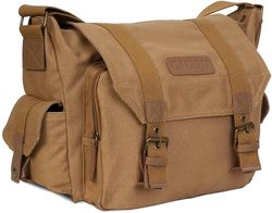 Linkrunning Camera Bag Case Canvas kompatibel til Nikon, Canon, Sony DSLR / SLR spejlfri kamera med stativholder, kamera skulder messenger taske ti...