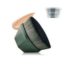 Foundation Brush Magic No Trace Makeup Brush Engros Bærbare Spis ikke Pulver Skønhed Makeup Tools Iron Foundation Brush Indsprøjtning af grønt bræn...